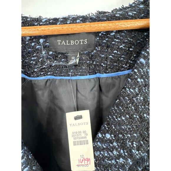 Talbots Vienna Blazer Womens Black Blue Metallic Tweed Jacket size 12 new $179 - Picture 2 of 4
